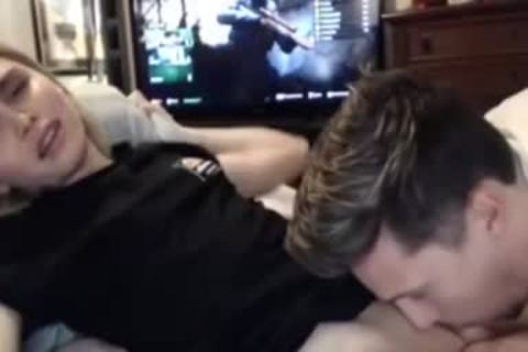 blond ladyboy gets Sucked By Her Boyfriend
