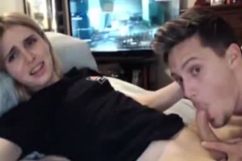 blond ladyboy gets Sucked By Her Boyfriend