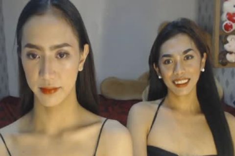 asian Skinny tgirls Double cock oral stimulation